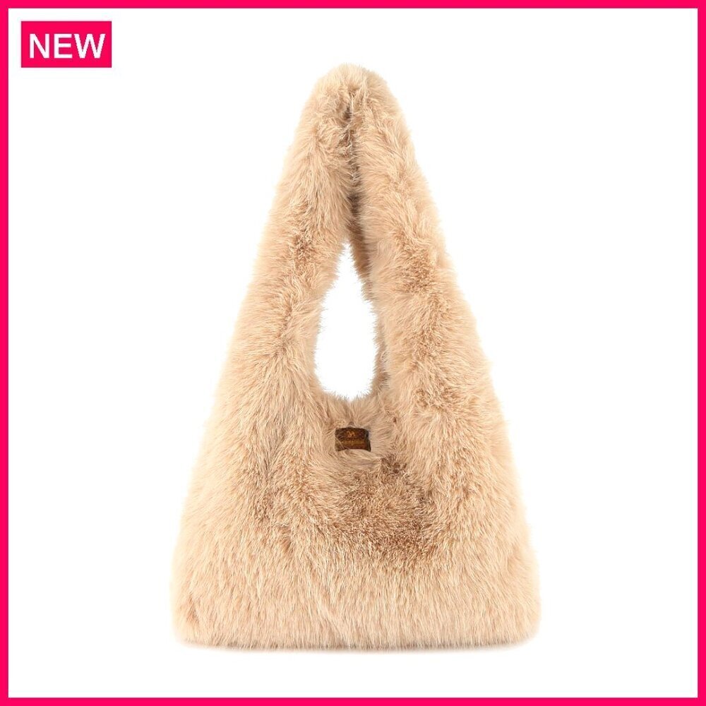 Large Faux Fur Handbag Plush Tote Bag Winter Purse Women's Work Bag